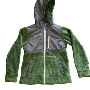 Free Country Sierra Fleece Kids Size 6/7 Green with‎ Grey Accents EUC